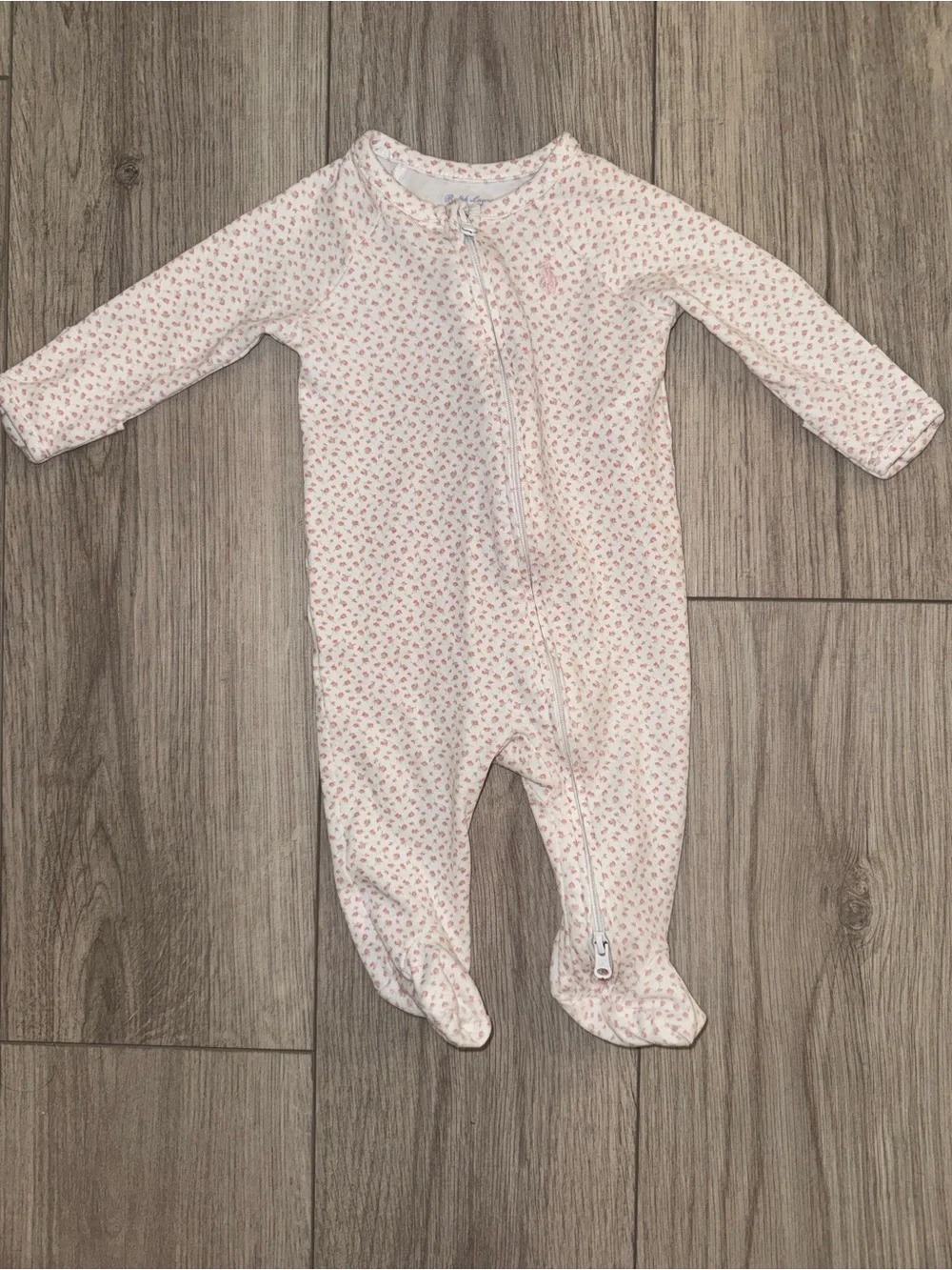 RALPH LAUREN POLO Floral Cotton Interlock Footed Coverall